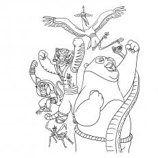 Kung Fu Panda and furious five coloring page