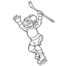 Girl hockey player coloring page