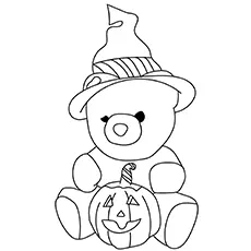 The Halloween teddy bear coloring page_image