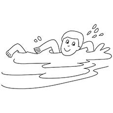 boy swimming coloring page