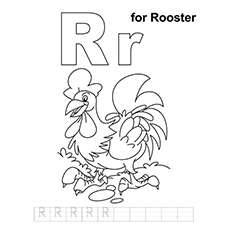 A happy and cute rooster coloring page