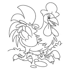 A happy rooster coloring page