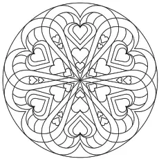 The Heart mandala, Valentines day coloring page