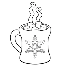 Hot chocolate in winter coloring page
