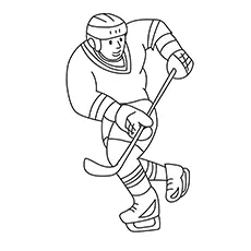 Ice hockey playing in winter coloring page