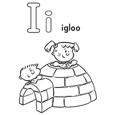 I for igloo winter coloring page