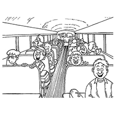Inside a school bus coloring page