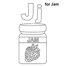 Jam, letter J coloring page