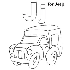 Jeep, letter J coloring page