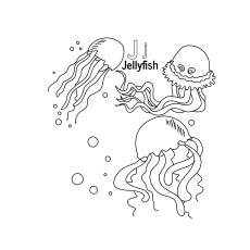 Jellyfish, letter J coloring page