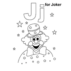 Joker, letter J coloring page