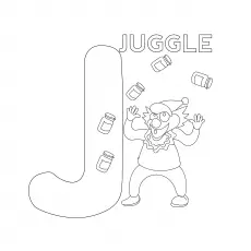 Juggler, letter J coloring page