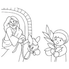 Jesus riding on a donkey coloring page