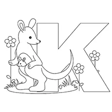 Kangaroo, letter K coloring page