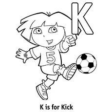 Kick, letter K coloring page