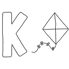Kite, letter K coloring page_image