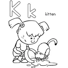 Kitten, letter K coloring page