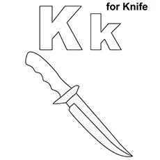 Knife, letter K coloring page