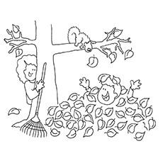 Kids enjoying the season Fall coloring page