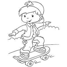 Huckleberry Pie enjoying skating, Strawberry Shortcake coloring page