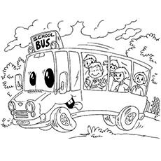 school bus colouring pages