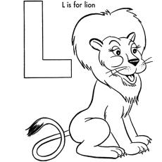 L for lion coloring page