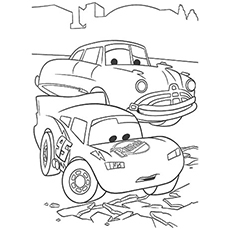 The Lightning McQueen with Doc Hudson coloring page