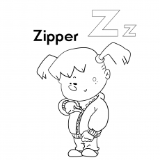 The Little Girl in Sweater letter Z coloring page