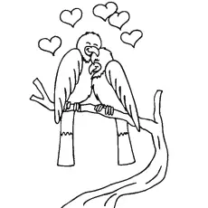Love birds Valentines day coloring page
