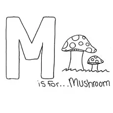 The M is for Mushroom coloring page