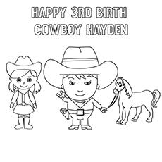 The Male and Female with cowboy hats coloring page