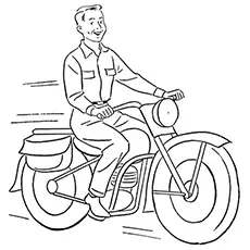 Man riding a motorcycle coloring page