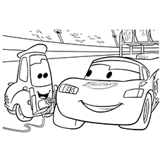 The McQueen with Luigi coloring page