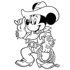 Mickey Mouse as cowboy coloring page
