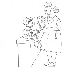 Nurse and kid coloring page