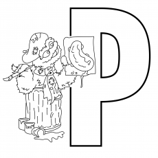 Pickle, letter P coloring page