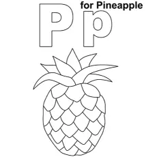 Pineapple, letter P coloring page