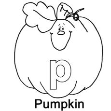 Pumpkin, letter P coloring page