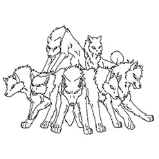 Group of wolves coloring page