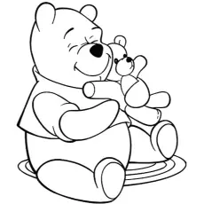 The pooh with teddy bear coloring page_image