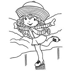 Rainbow Sherbet doing ice skating, Strawberry Shortcake coloring page