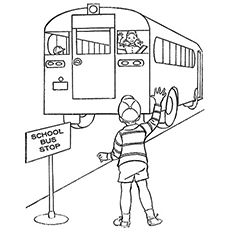 Saying goodbye school bus coloring page