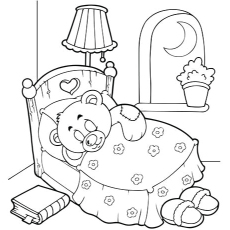 Sleeping teddy bear coloring page