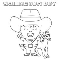 The smiling cowboy coloring page