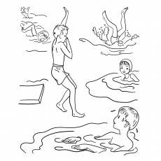 Swimming activities coloring page