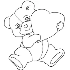 Teddy bear with a heart coloring page_image
