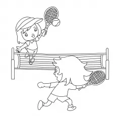 The tennis match coloring page