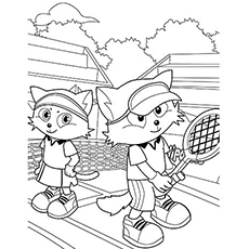 Cats tennis tournament coloring page