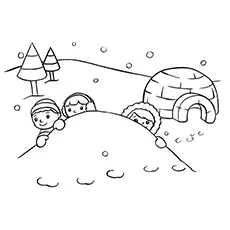 A snowy day in winter coloring page