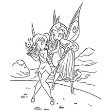 Silvermist and Tinkerbell coloring page